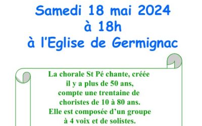 Concert à Germignac le Samedi 18 Mai