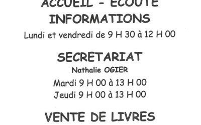 Changement d&rsquo;horaires du Secrétariat Paroissial de Chatelaillon