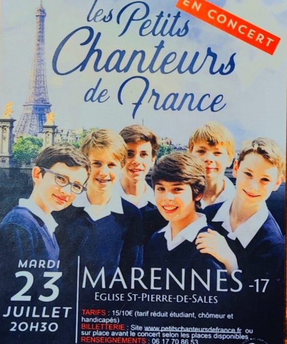 Mardi 23 juillet à 20h30- Eglise de Marennes-Concert des petits chanteurs de France