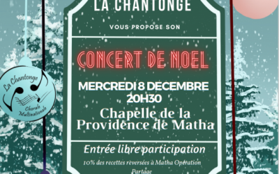 Mercredi 8 décembre : concert de Noël de la Chantonge