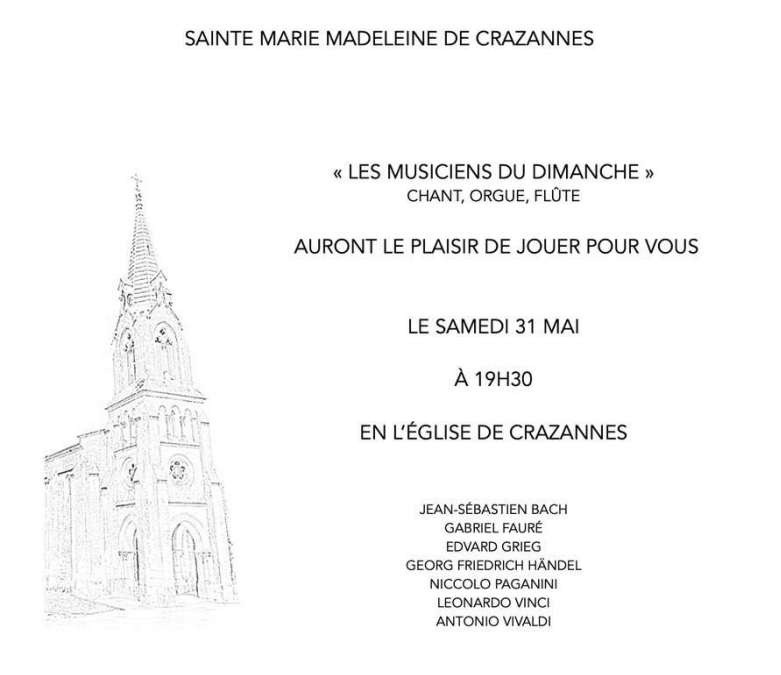 Concert à Crazannes avec « les musiciens du dimanche » au profit des travaux de restauration de l’église