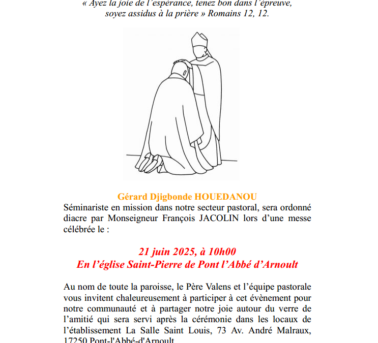 Ordination diaconale de Gérard Djigbonde HOUEDANOU