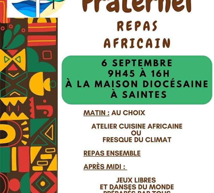 6 septembre : Temps fraternel avec repas africain à Saintes