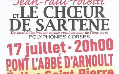 Concert Polyphonies Corses à Pont l&rsquo;Abbé d&rsquo;Arnoult