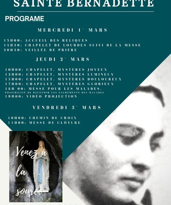 Visite des reliques de Sainte Bernadette