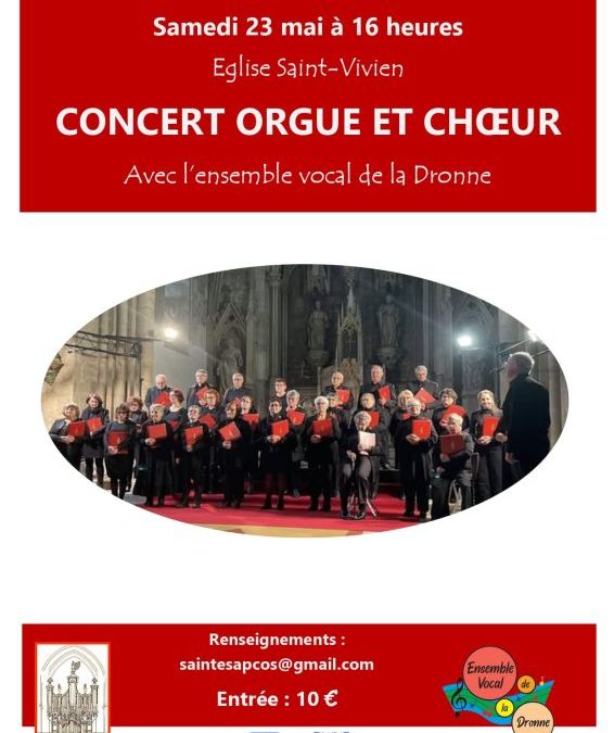 Concert orgue et choeur avec l&rsquo;ensemble vocal de la Dronne